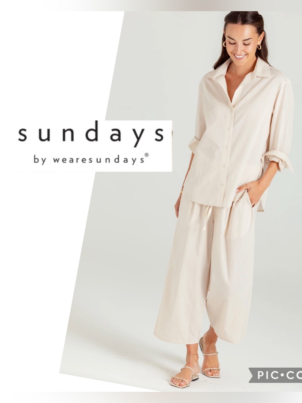 Sundays By We Are Sundays Cambric Emerson Shirt Slade Pants In Moonbeam Sz S